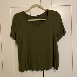 Olive green scalloped shirt